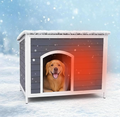 Large Outdoor Wooden Dog House for Medium to Large Dogs | Weatherproof Asphalt Roof, Chew-Resistant Frame,Indoor/Outdoor Use (Grey, 43.3" L × 26.4" W × 29.5" H)